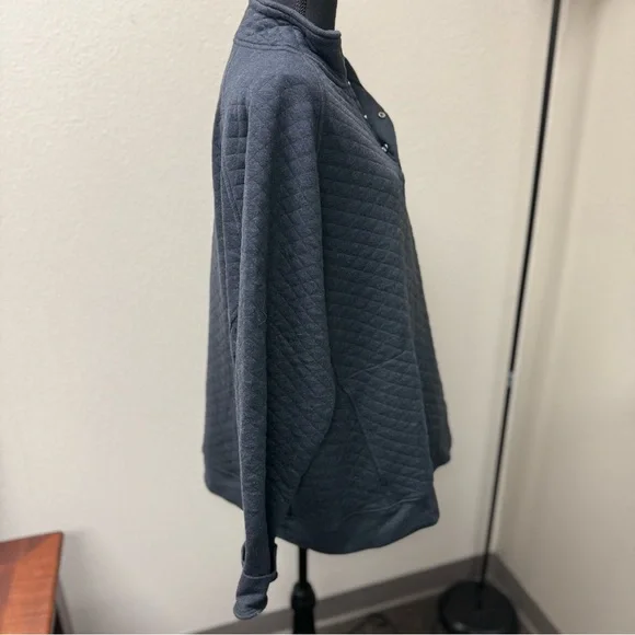 Eddie Bauer Men's Quilted Gray Snap Pullover Sweatshirt. Size XL - Picture 5 of 9